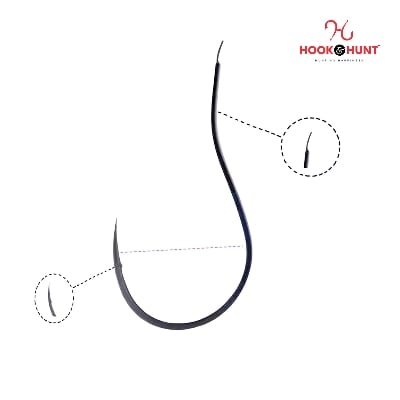 Picture of 10 Piece Hook & Hunt Crank Chinu Barbed Fishing Hook 0.1–11 – Thin Wire Improved Hook for Sea & Rock Fishing (Size - 0.1)
