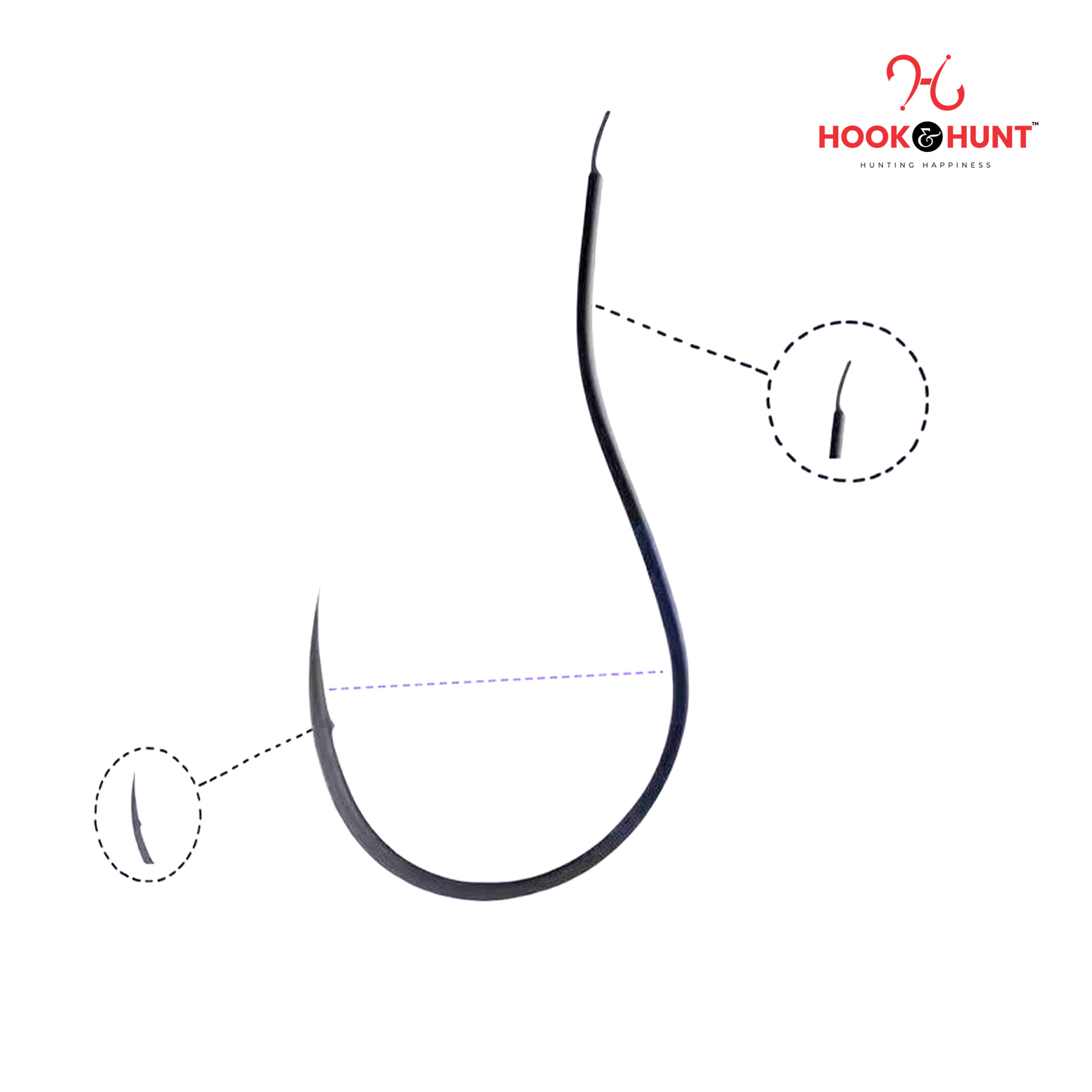 Picture of 10 Piece Hook & Hunt Crank Chinu Barbed Fishing Hook 0.1–11 – Thin Wire Improved Hook for Sea & Rock Fishing (Size - 7)