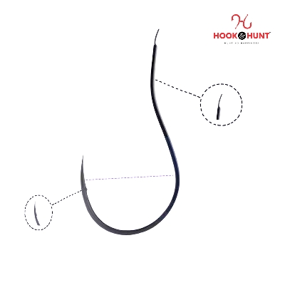 Picture of 10 Piece Hook & Hunt Crank Chinu Barbed Fishing Hook 0.1–11 – Thin Wire Improved Hook for Sea & Rock Fishing (Size - 10)