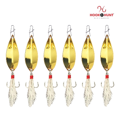 Picture of Hook & Hunt Zinc Alloy Spinner Lure (10 gm – 20 gm) – Long Cast Monster Spinner Hard Bait with Treble Hook & Feather (১০ গ্রাম)
