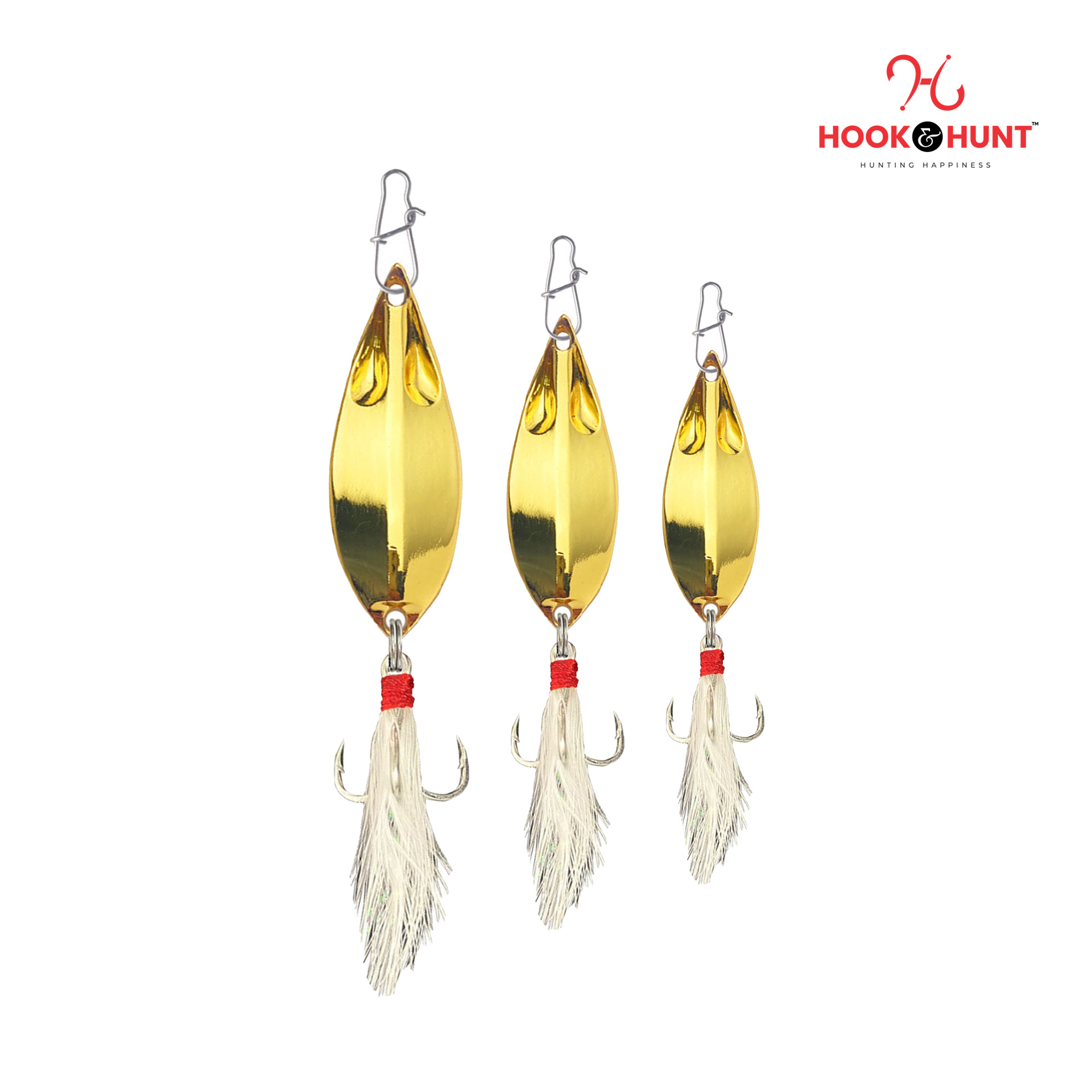 Picture of Hook & Hunt Zinc Alloy Spinner Lure (10 gm – 20 gm) – Long Cast Monster Spinner Hard Bait with Treble Hook & Feather (১০ গ্রাম)
