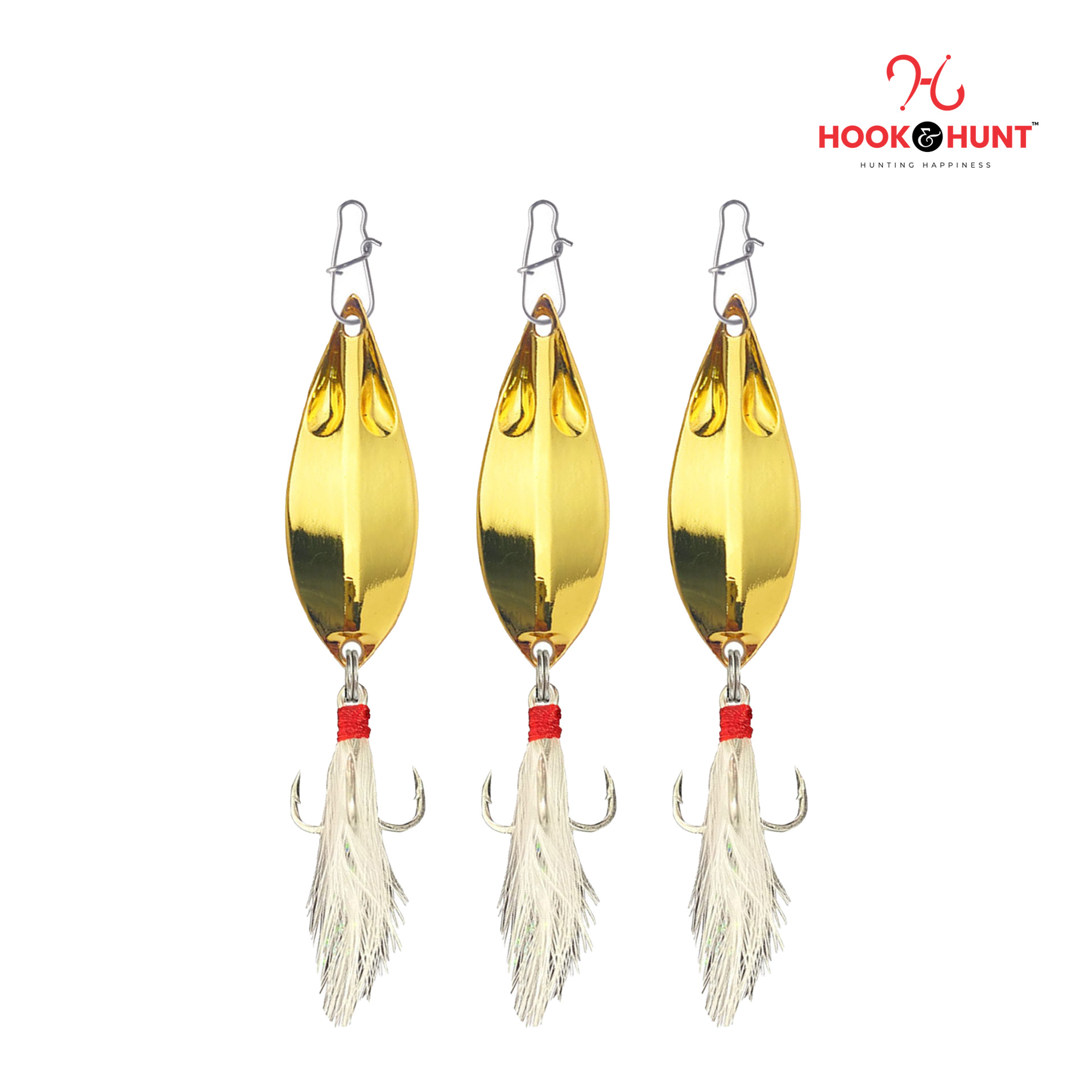 Picture of Hook & Hunt Zinc Alloy Spinner Lure (10 gm – 20 gm) – Long Cast Monster Spinner Hard Bait with Treble Hook & Feather (২০ গ্রাম)