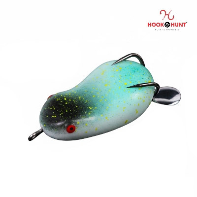 Picture of Hook & Hunt Simulated Frog Spinner Lure (8 grams) – Glow Soft Frog Bait for Bass & Mandarin Fish Sea Fishing (Black Head+Blue)