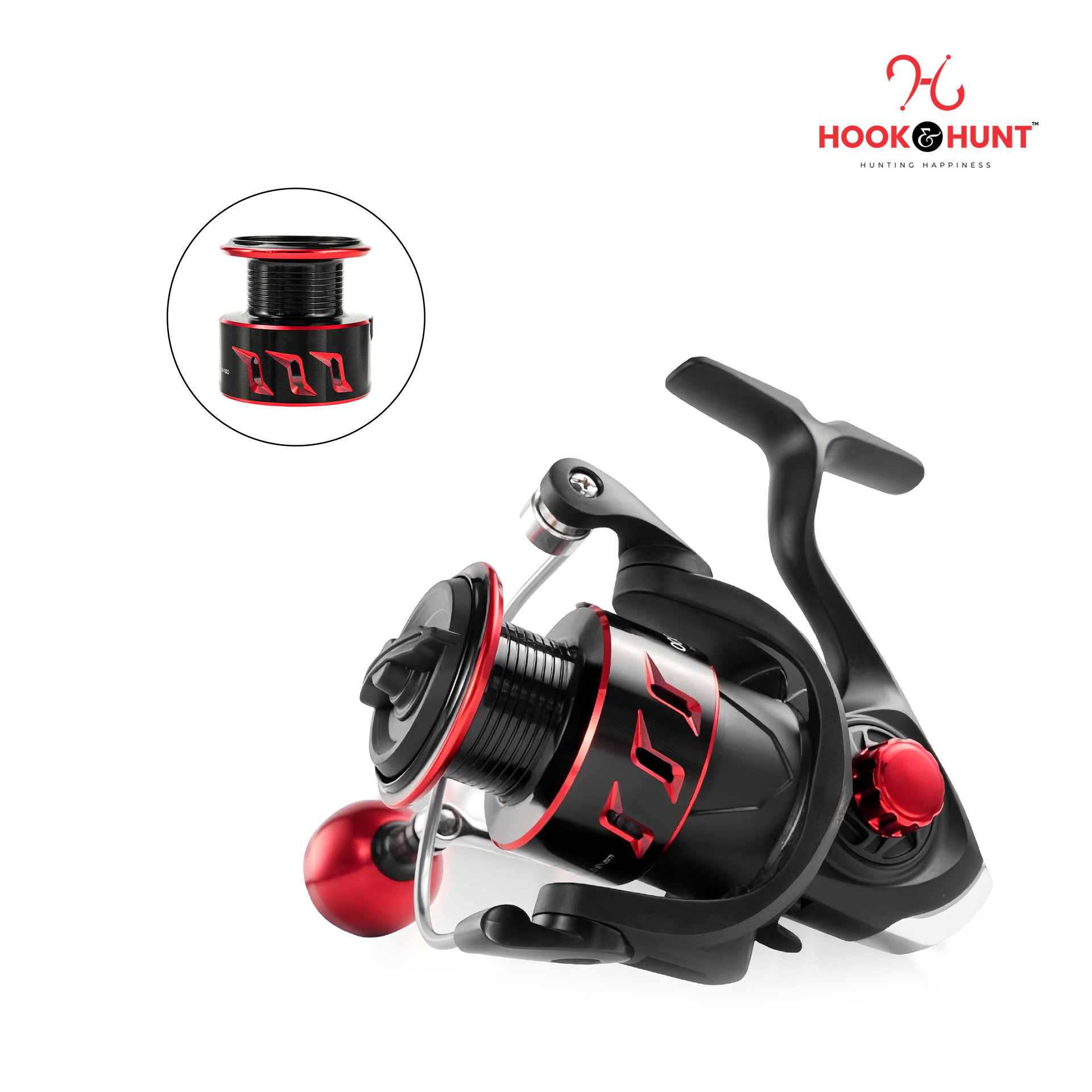Picture of 4000 Series Hook & Hunt Carved Round Handle Reel All-Metal Spinning Fishing Reel – Heavy Duty Sea, River & Anchor Fishing Reel (Model - 4000)