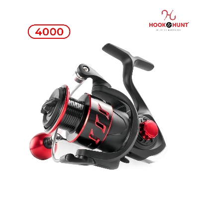 Picture of Hook & Hunt Carved Round Handle Reel All-Metal Spinning Fishing Reel (1000–7000) Series – Heavy Duty Sea, River & Anchor Fishing Reel (Model - 4000)