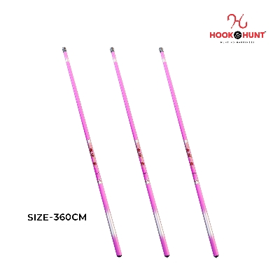 Picture of Pink Colour (300 – 450 cm) Hook & Hunt Carbon Short Section Stream Fishing Rod – Ultra Light Soft Tone Hand Rod for River & Stream Fishing (গোলাপী- 360cm)