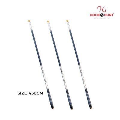 Picture of Hook & Hunt Ultra-Light Super Hard Carbon Stream Fishing Rod (300 – 540 cm) – Short Section 37-Action Hand Rod for Crucian Carp & Stream Fishing (কালো- 450cm)
