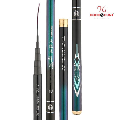 Picture of 01 Piece Ultra-Light Carbon Stream Fishing Rod {Size– 270 cm / 360 cm / 450 cm}– 19-Adjust Super Hard Hand Rod (Black - 450 cm)