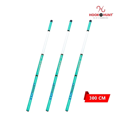 Picture of Sky Blue Colour Hook & Hunt Fiberglass Stream Fishing Rod (180 cm - 720 cm) - Super Hard Lightweight Short Section Hand Rod (300 cm)