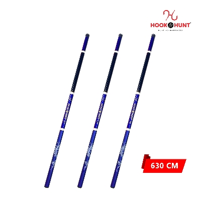 Picture of Blue Colour Hook & Hunt Fiberglass Stream Fishing Rod (180 cm - 720 cm) - Super Hard Lightweight Short Section Hand Rod (630 cm)