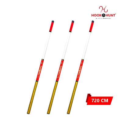 Picture of Orange Colour Hook & Hunt Fiberglass Stream Fishing Rod  (180 cm - 720 cm) - Super Hard Lightweight Short Section Hand Rod (720 cm)