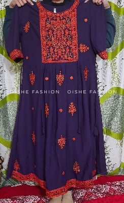 Picture of long Embroidery Design 1 Pieces Gown For Girls - Multicolor