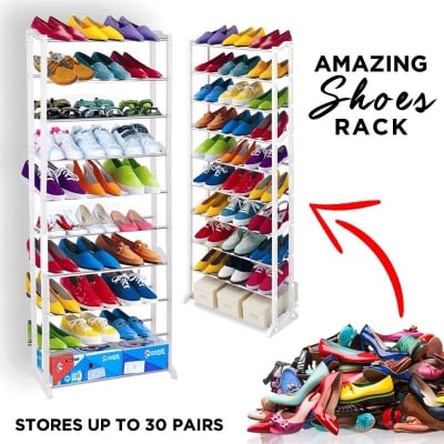 Picture of Amazing 10 Tier Shoe Rack - Stores Up To 30 Pairs Shoes - Multicolor