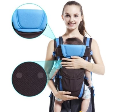 Picture of Chinmay Kids 6-in-1 Adjustable Baby Carrier Cum Kangaroo Bag/Honeycomb Texture Baby Carry Sling/Back/Front Carrier for Baby with Safety Belt and Buckle Straps