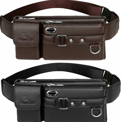 Picture of Indispensable -Louiswill Fashion Men Crossbody Bag Waist Bag Waist Pouch Men's Leather Belt Wallet Sling Bag Waterproof Chest Bag- Innovative