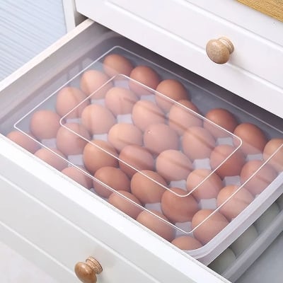 Picture of 34 Eggs Holder Storage Box Picnic Kitchen Refrigerator Fresh-keeping Container - CLEAR