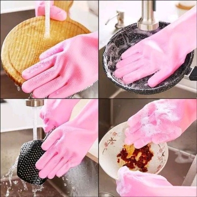 Picture of 2 Piece Silicon Dish Washing Hand Gloves For Kitchen - Not Specified