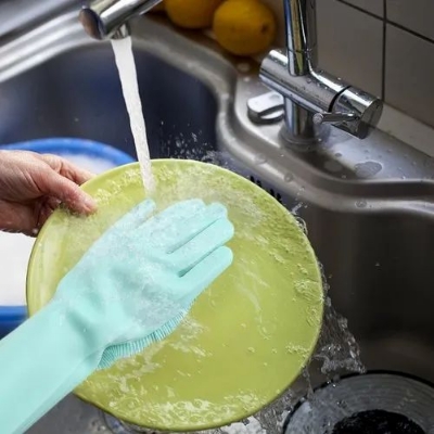 Picture of 2 Piece Silicon Dish Washing Hand Gloves For Kitchen - Not Specified