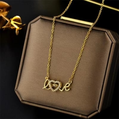 Picture of Love Necklace 18k Gold Plated full - Gold