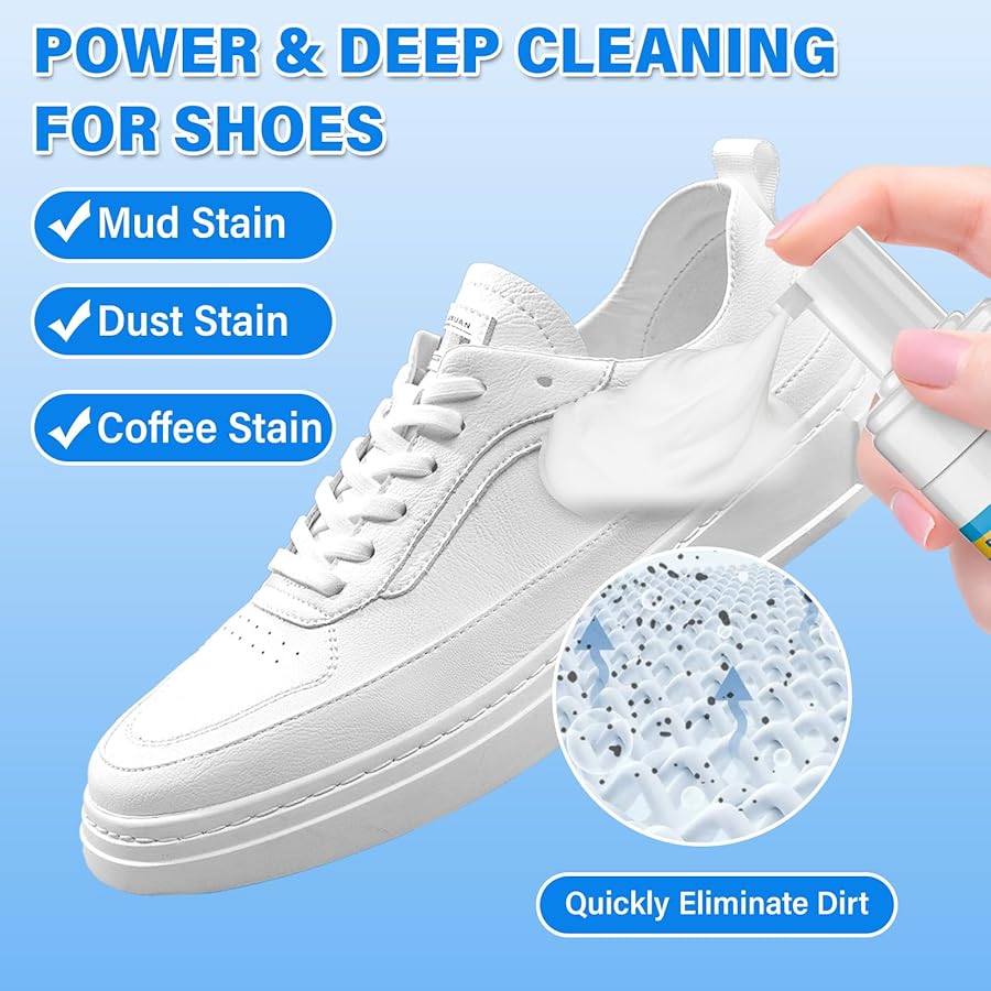 Picture of Shoe Cleaner Foam Shoe Cleaning Kit with Brush and Towel Sneaker Cleaner White Shoe Cleaner for Removing Stain, Easy to Use - Multicolor