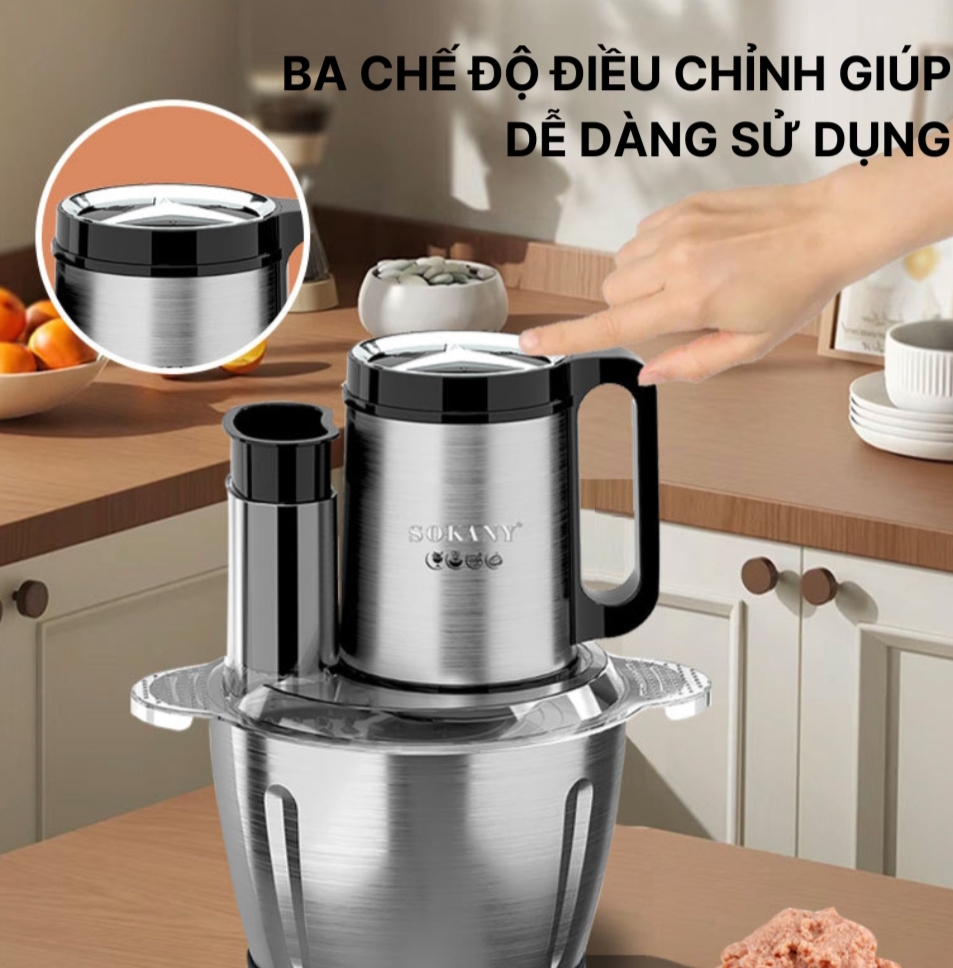 Picture of SOKANY 6 IN 1 ELECTRIC STAINLESS STEEL CHOPPER AND BLENDER. -Silver