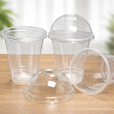 Picture of 350 Ml 100 pcs Clear PET Cup With Dome Lid – Ideal For Juices, Shakes & Desserts