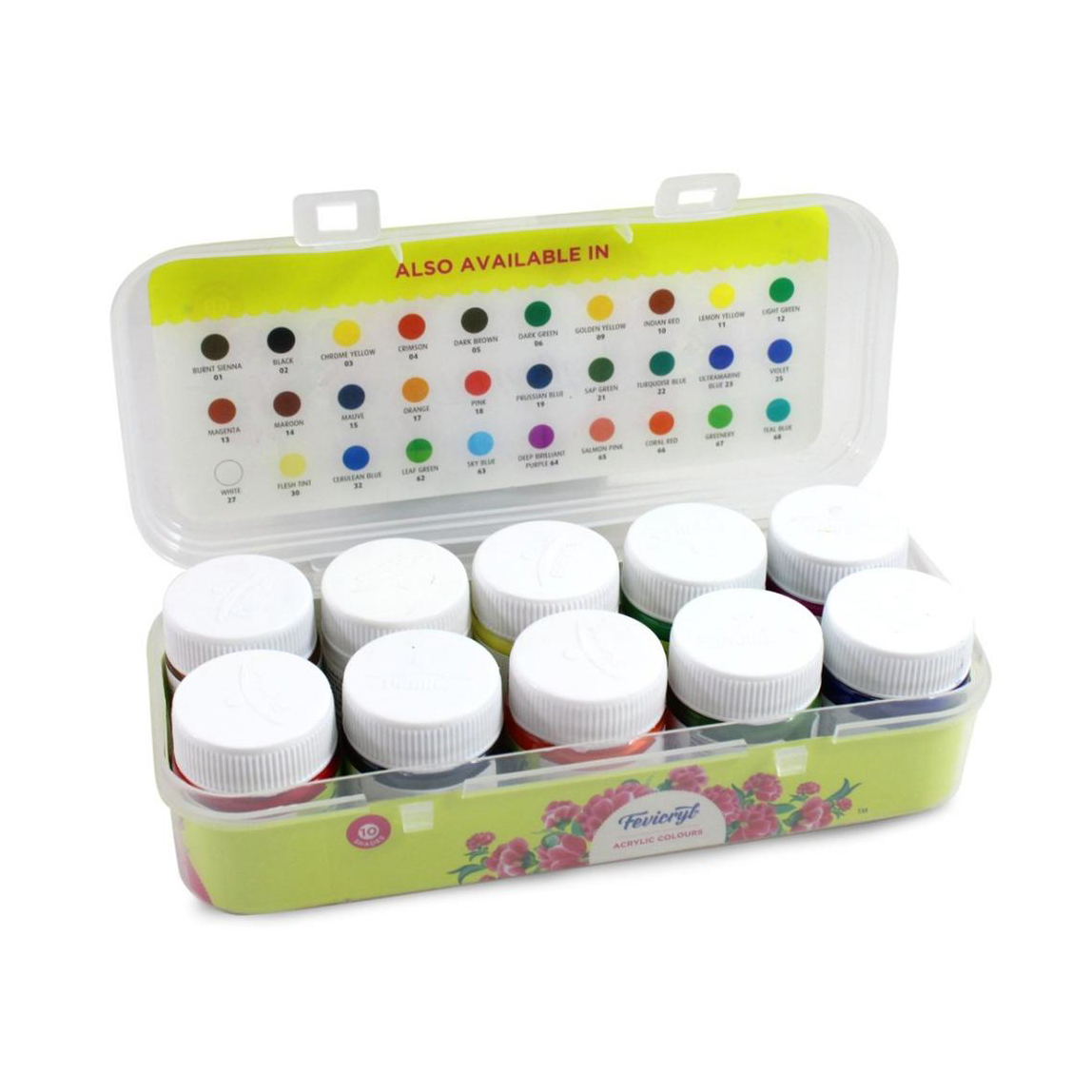 Picture of Acrylic Sunflower Kit - Ready to Use and Requires No Separate Medium - Quick Dying - Non Toxic - Wash Proof - 10 Shades Color - colour -Multicolor