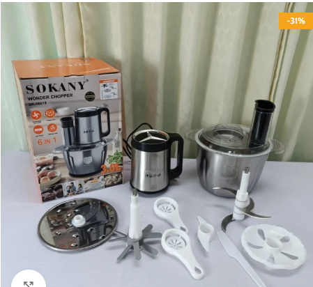 Picture of Sokany 6 in 1 Wonder Chopper. blander, Multi-functional 800w 3L 3 Speeds Control 6 in 1 Electric Food Processor Meat Grinder, salad maker