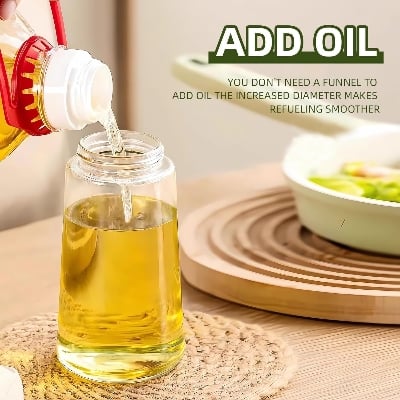 Picture of 2-in-1 Premium Glass Oil Sprayer and Dispenser Bottle 470ml | Essential Kitchen Tool for Healthy Cooking - Leakproof Dual Function Pourer & Fine Mist Mister for Air Fryer, BBQ, Grilling, Salad Dressing - Wide Mouth Design, BPA-Free, Controlled Oil Pour BD -Multicolor