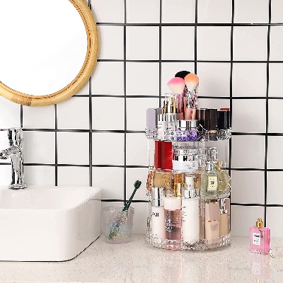 Picture of Cosmetics Organizer 360 Degree Diamond Rotatable Cosmetics Storage Box - Dhaka Shopping Zone -Multicolor
