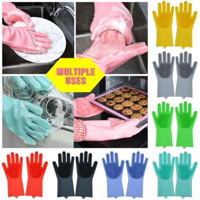 Picture of Silicone Dish Washing Kitchen Hand Gloves 2pcs -  Dhaka Shopping Zone -Multicolor