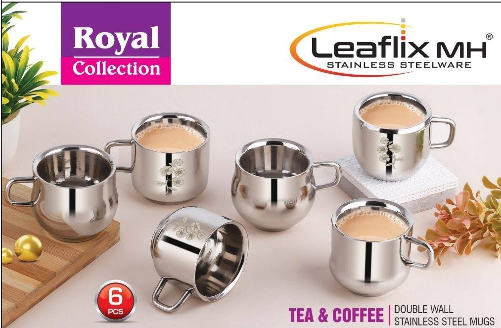 Picture of Double Wall Stainless Steel Tea and Coffee Cups Set-6pcs -Silver