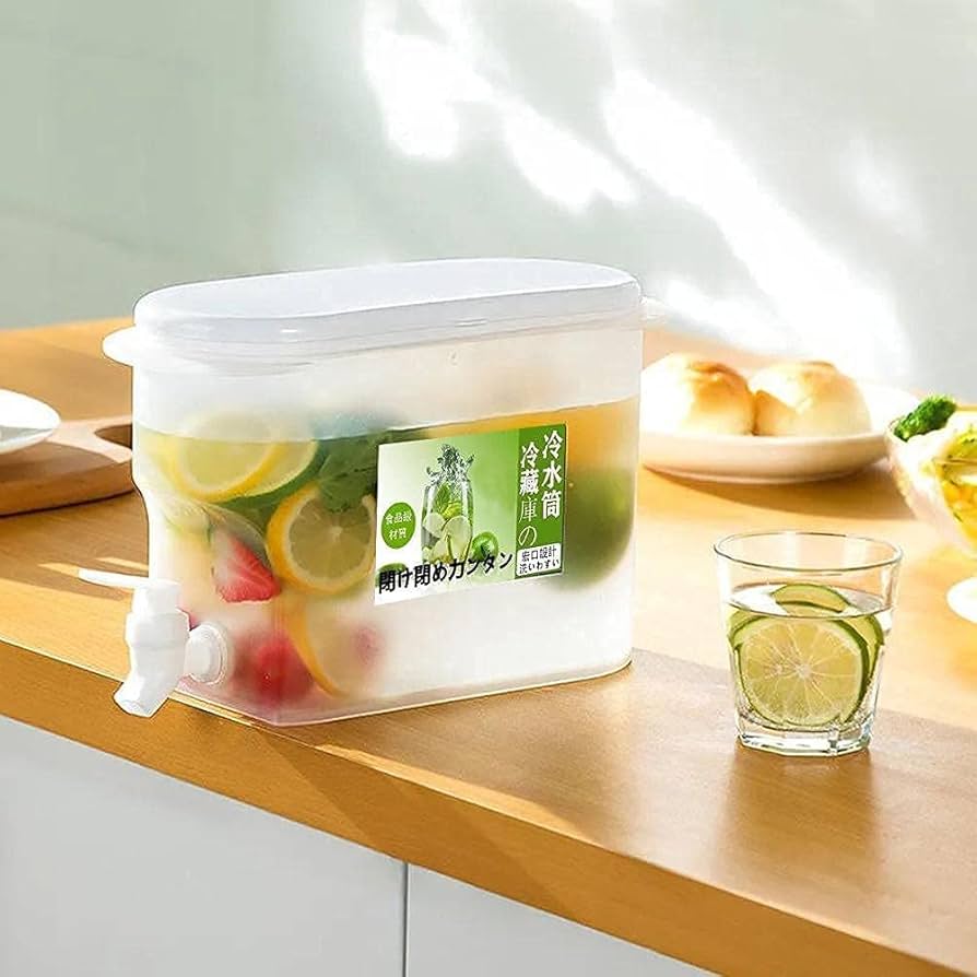 Picture of Drinks Dispenser with Tap, Water Dispenser for Refrigerator, Water Dispenser for Fridge with Tap and Filter, Cold Drink Container, Fridge Kettle for Parties, Daily Use