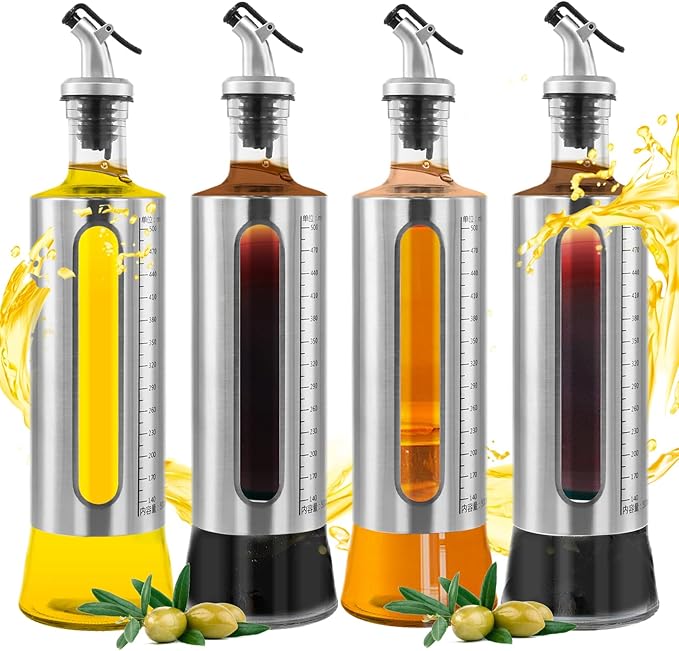 Picture of Kitchen Oil Jar Glass with Steel Cover Body 500ml -Grey