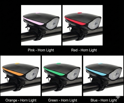 Picture of Waterproof Rechargeable 2-In-1 Bicycle Bike Light And Horn - Safety Essential For Cyclists In Various Colors