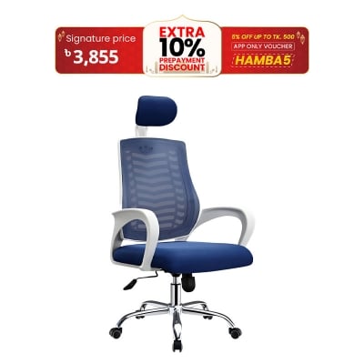 Picture of Furniture Plus (FP-M-27-Ss)Executive Office Chair White Body  [V-MESH] with Headrest good quality