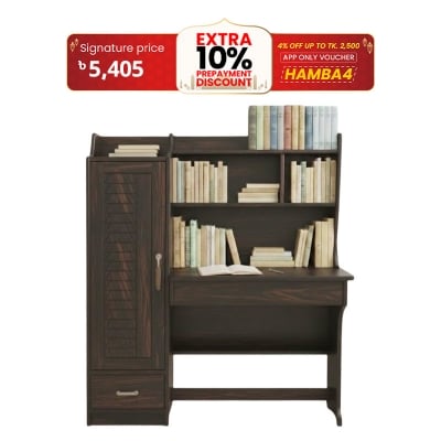 Picture of Reading Table, Lacquer Polish Deco Paint Rambo Design Rich Study Table, Writing Desk with 3 shelve 1 Door Cabinet & security lock Drawers, Modern Home Office Work Station Desk StudyTable 48/45