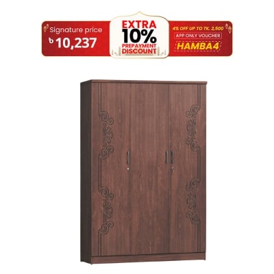 Picture of Furniture Express Antique Secure 3-Door Almirah, Partex MDF Laminated Board Wardrobe 72/48