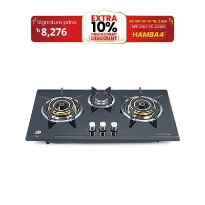 Picture of RFL Built In Glass Hob Iris 3 Burner (Line Gas)