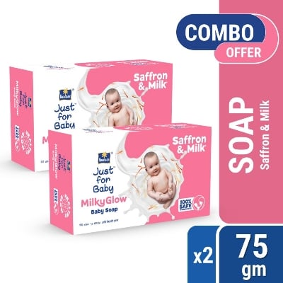 Picture of Parachute Just For Baby - Milky Glow Saffron & Milk Soap Pack of 2 Combo (75g x 2)