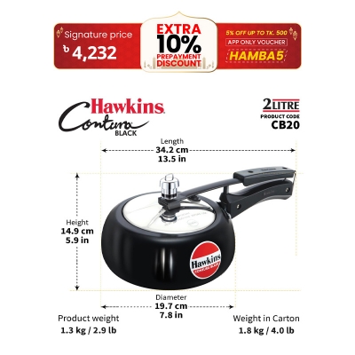 Picture of Hawkins Contura Pressur cooker 2 Litre Black Made In India