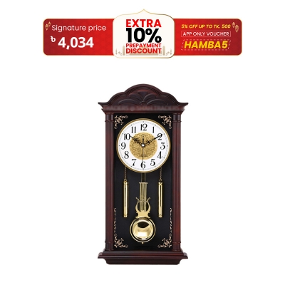 Picture of Luxury Imitation Wood Grain Retro Silent Swing Wall Clocks Large Pendulum Wall Clocks Living Room Reloj De Pared Modern Design