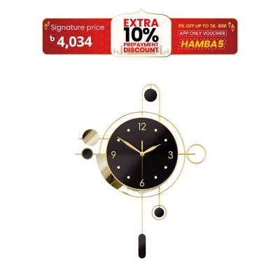 Picture of Wall Clock Silent Gold Round Wall Clock Wall Art Wall Clock Living Room Home Decoration Wall Clock Room Decoration (D As show)