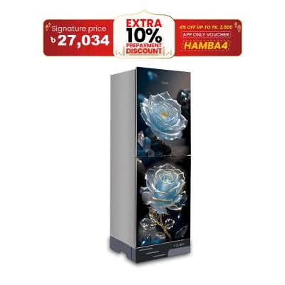 Picture of VISION Glass Door Refrigerator RE-150 Liter Digital Mineral Flower Top Mount