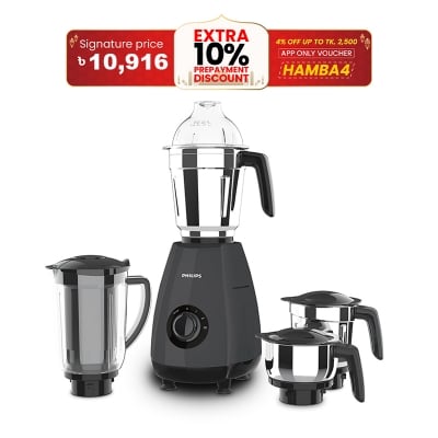 Picture of Phillips 1000W Juicer Mixer Grinder (4 Jars) Black (HL7704/00)
