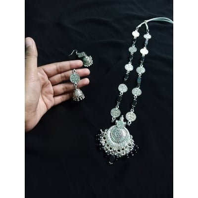 Picture of Exclusive Designer Silver Long Neckpiece And  Earrings  For Woman