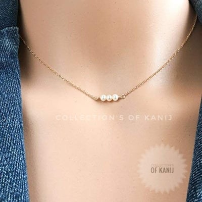 Picture of Exclusive Stylish White Pearl Chain Necklace  For Women