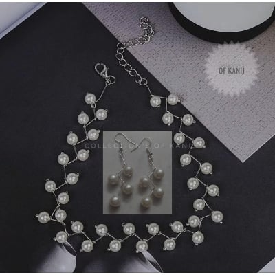 Picture of Uncommon Style Silver Metal With White Pearl Necklace Set With Earrings  For Women