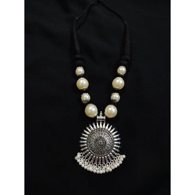 Picture of Exclusive Black And Silver Uncommon Antique Neckpiece For Women