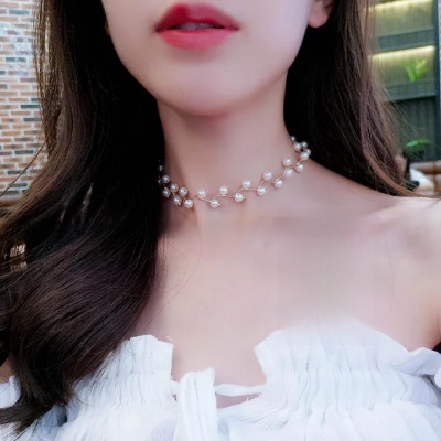 Picture of Pearl Golden Colour Chocker Set For Women